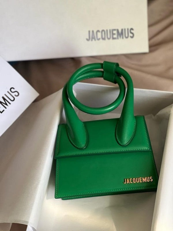 Jacqumus Le Chiquito Noeud Bag With OG Box Dust Bag & Extra Sling Belt (Green - 139) Women BAG