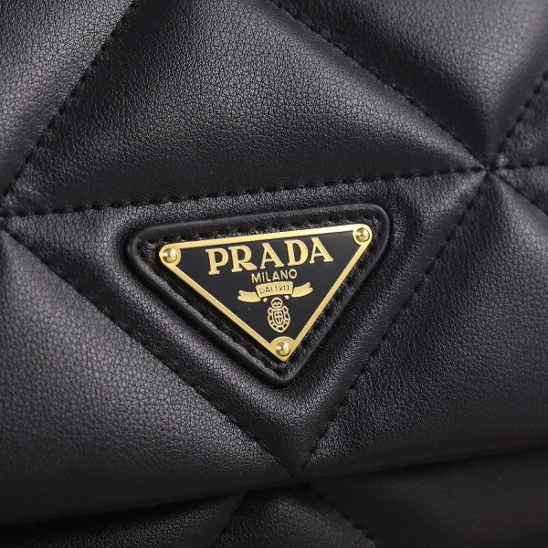 Prda System Nappa Bag With Prada Iconic Triangle Design Pochette Bag With OG Box & Dust Bag (Black - 271) Women BAG