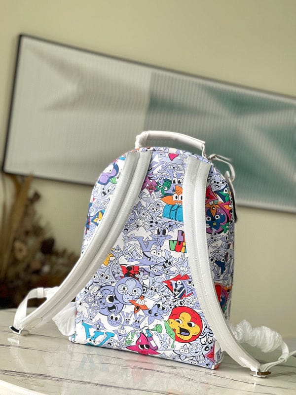 Lous Vuiton LV M21846 Character Premium Unisex Backpack With Dust Bag (White - 679) Women Bag