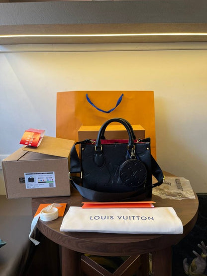 Lous Vuiton LV On The Go Pochette Premium Quality With OG Double Magnetic Box & Dust Bag - Coin Pouch (BLACK - 436) Women Bag