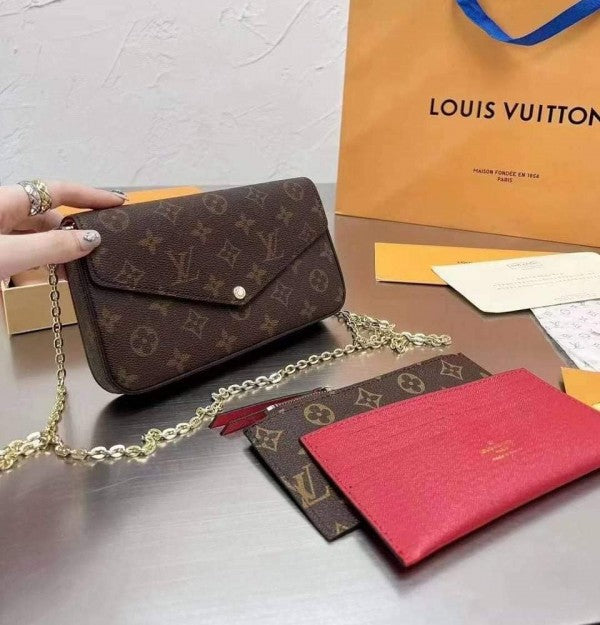 Lous Vuiton LV Felicie Monogram Pochette With OG Box & Dust Bag (Brown - 731) Women Bag