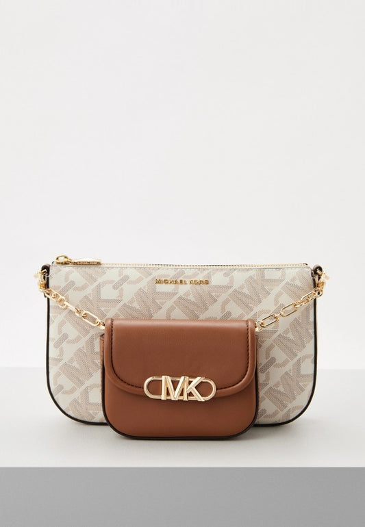 Michel Kos MK Parker Empire Shoulder Bag With Chain Pouch & OG Box & Dust Bag (White - 851 Women Bag