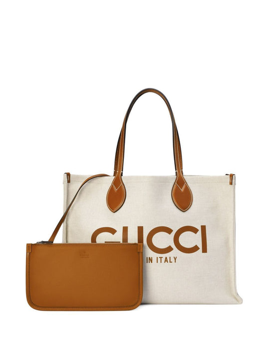 GUCI LOGO PRINT CANVAS TOTE Women Bag