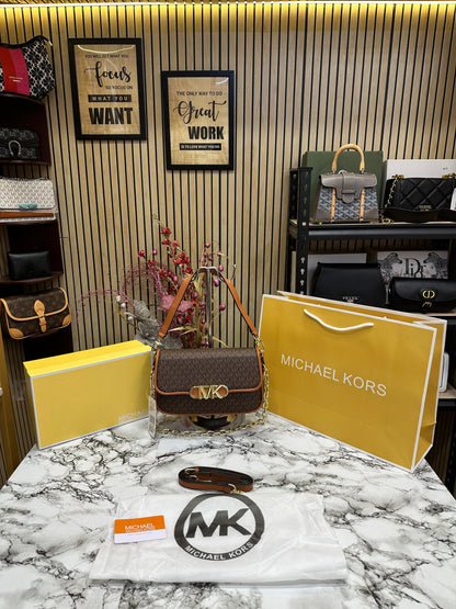 MICHAL KOS MK PARKER LEATHER SHOULDER BAG WITH OG BOX AND DUST BAG WITH SHOULDER STRAP WITH CARRY Women BAG