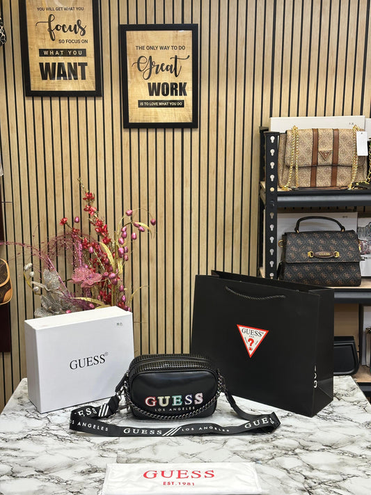 Gues Marisol Crossbody Bag With Og Box And Dust Bag Including Carry Bag Premium Quality (Black) Women BAG