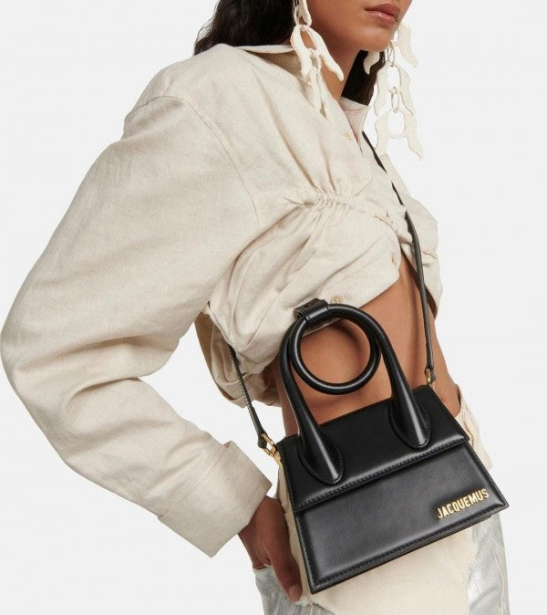 Jacquus Le Chiuito Noeud Bag With OG Box Dust Bag & Extra Sling Belt (Black - 135) Women BAG