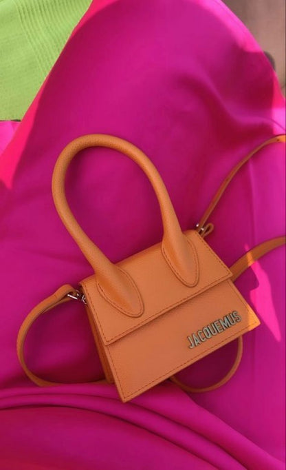 Jacquus Le Chiuito Noeud Bag With OG Box Dust Bag & Extra Sling Belt (Orange - 136) Women BAG