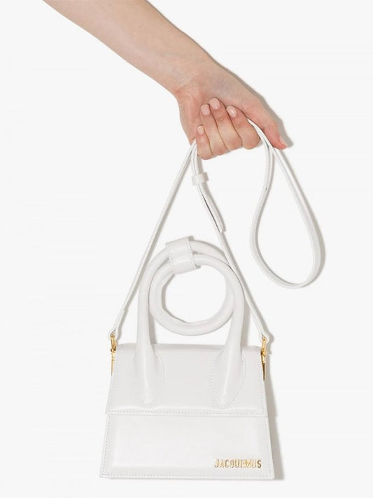 Jacquus Le Chiuito Noeud Bag With OG Box Dust Bag & Extra Sling Belt (White - 138) Women BAG