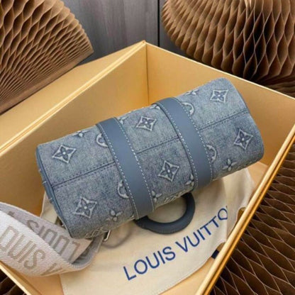 Lous Vuiton LV M22762 Keepall Bandouliere Monogram Travel Speedy With OG Magnetic Box & Dust Bag (Denim - 641) Women BAG