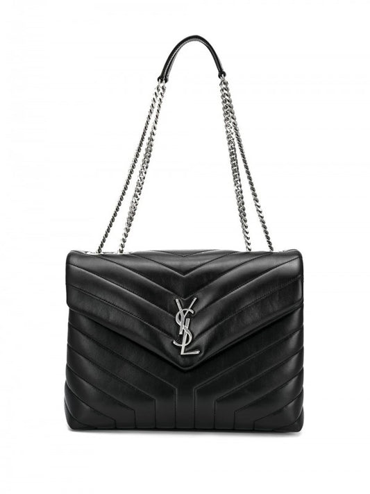 YL Sait Laurent Loulou Shoulder Bag With OG Magnetic Box & Dust Bag (Black - Silver - 166) Women Bag