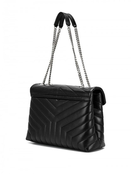 YL Sait Laurent Loulou Shoulder Bag With OG Magnetic Box & Dust Bag (Black - Silver - 166) Women Bag