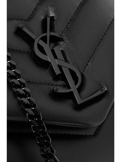 YL Sant Laurent Loulou Shoulder Bag With OG Magnetic Box & Dust Bag (All Black - 771) Women Bag