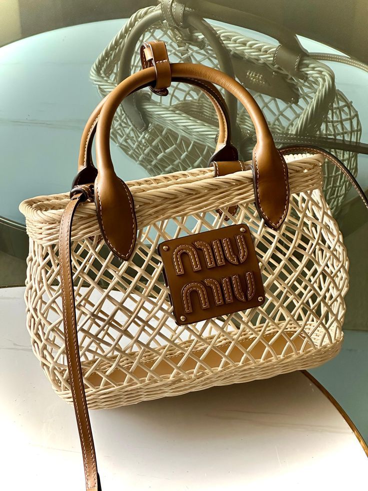 Mu Mu Woven Fabric Handbag Basket Women BAG