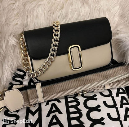 Mac Jacbs The J Marc Shoulder Bag With OG Box & Dust Bag (Black White - 552) Women BAG