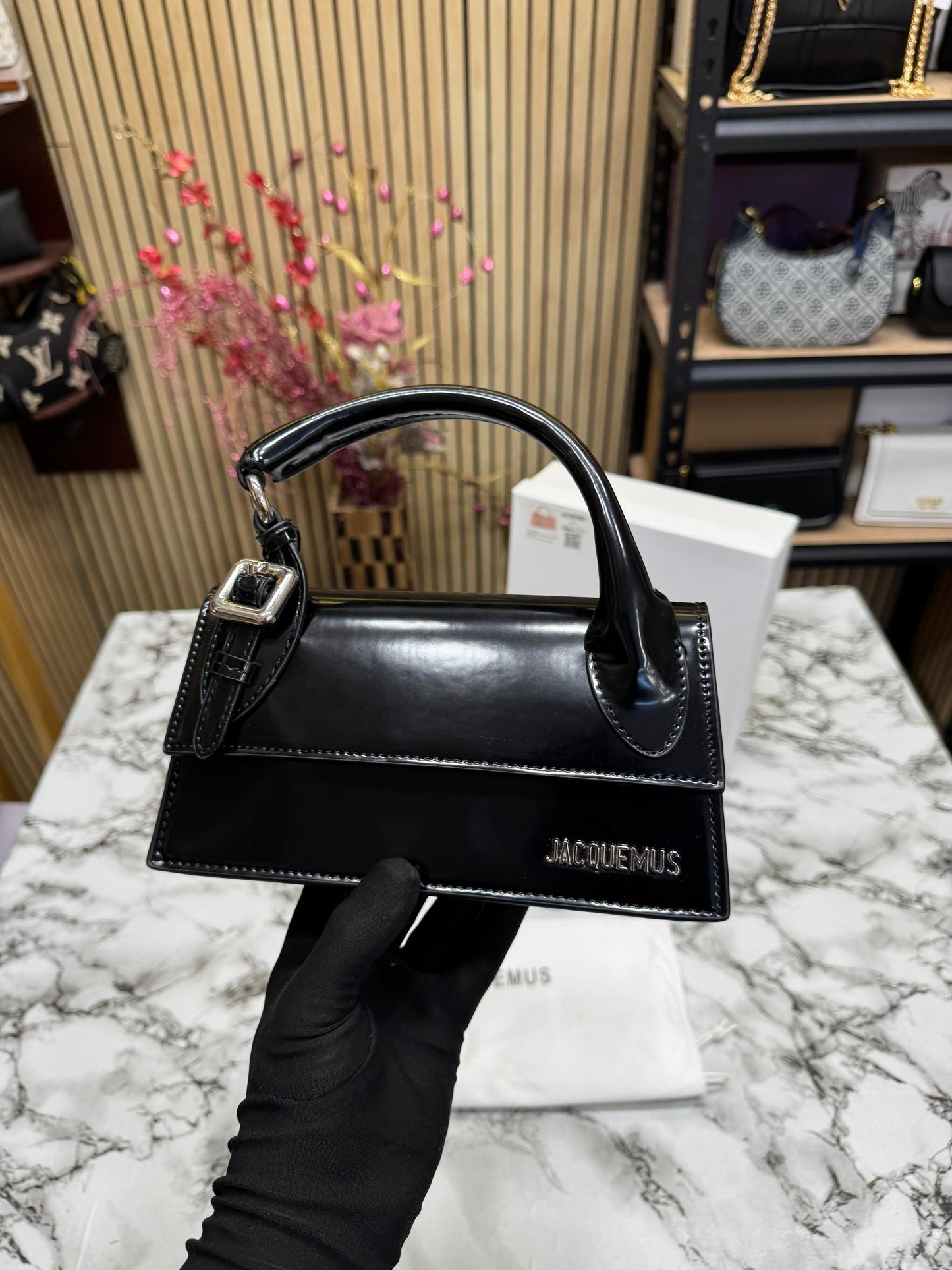 JACEMUS LE CHIITO LONG BOUCLE TOP HANDLE WITH OG BOX Women BAG