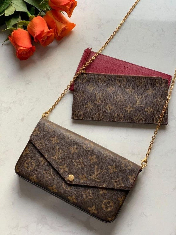 Lous Vuiton LV Felicie Monogram Pochette With OG Box & Dust Women Bag