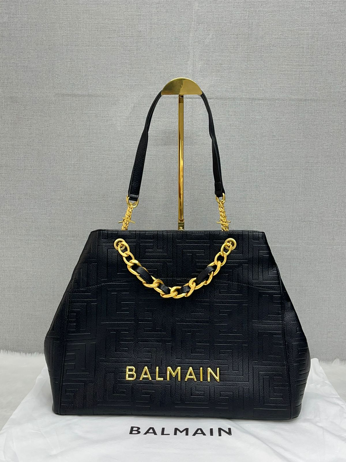 Balmai_n Plaqe Logo Leather Tote Women Bag