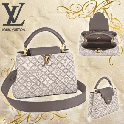 Lois Vuiton LV Capucines Premium Quality Bag With OG Box & Dust Bag & Extra Shoulder Strap (White - 300) Women Bag