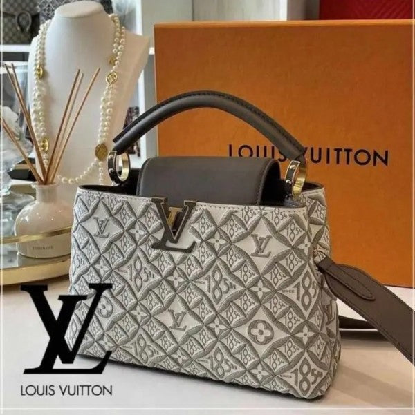 Lois Vuiton LV Capucines Premium Quality Bag With OG Box & Dust Bag & Extra Shoulder Strap (White - 300) Women Bag