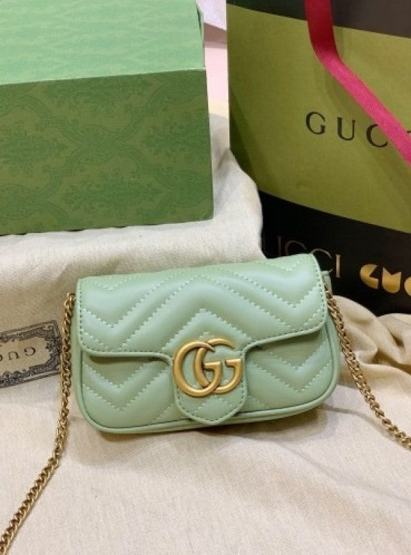 Guci GG Marmont Mini Matelasse Shoulder Bag With OG Box & Dust Bag (Green - 909) Women BAG