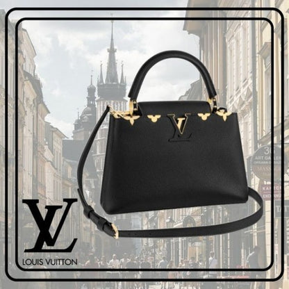 Lous Vuion LV Capucines M54663 Premium Quality Leather Bag With OG Box & Dust Bag & Extra Shoulder Strap (Black - 301) Women BAG