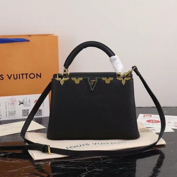 Lous Vuion LV Capucines M54663 Premium Quality Leather Bag With OG Box & Dust Bag & Extra Shoulder Strap (Black - 301) Women BAG