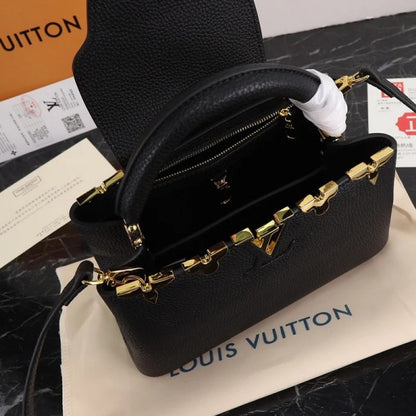 Lous Vuion LV Capucines M54663 Premium Quality Leather Bag With OG Box & Dust Bag & Extra Shoulder Strap (Black - 301) Women BAG