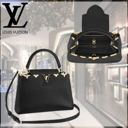 Lous Vuion LV Capucines M54663 Premium Quality Leather Bag With OG Box & Dust Bag & Extra Shoulder Strap (Black - 301) Women BAG