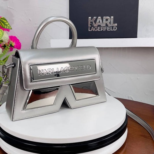 Kal Lagfeld K IKON Crossbody Shoulder Bag With OG Box & Dust Bag (Silver - 922) Women BAG