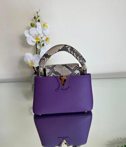 Lous Vuiton Capucines Small Purple Python Skin Women Bag