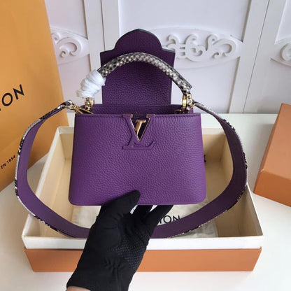 Lous Vuiton Capucines Small Purple Python Skin Women Bag