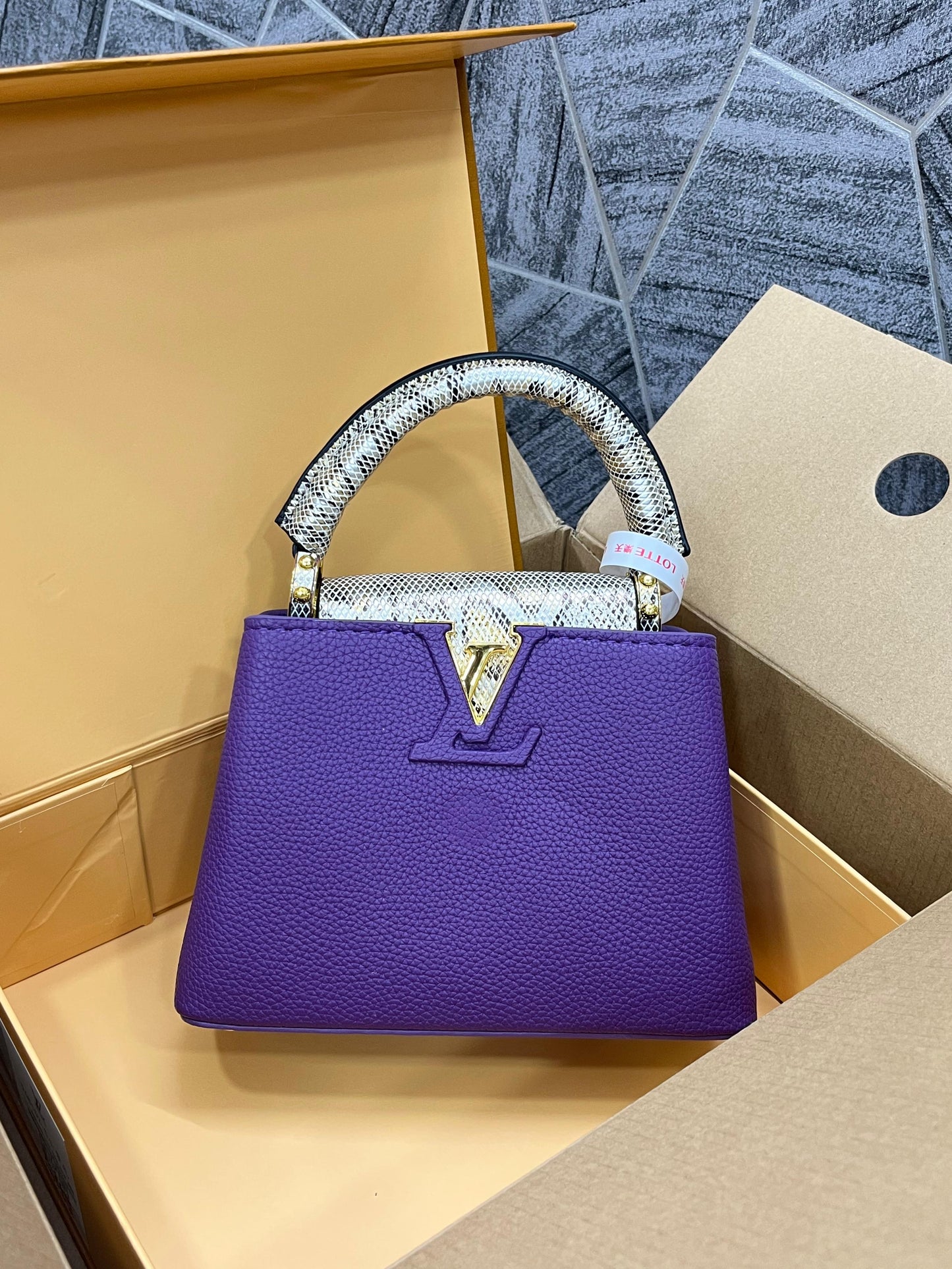 Lous Vuiton Capucines Small Purple Python Skin Women Bag