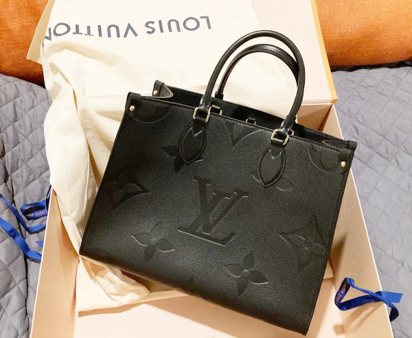 Lous Vuiton LV On The Go Premium Monogram Leather Tote Bag With OG Magnetic Box & Dust Bag (Black - 730) Women BAG