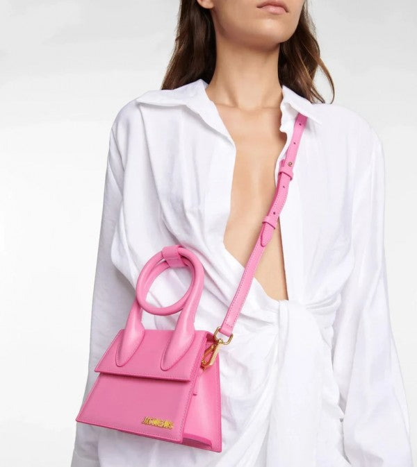 Jacquus Le Chiuito Noeud Bag With OG Box Dust Bag & Extra Sling Belt (Pink - 137) Women BAG