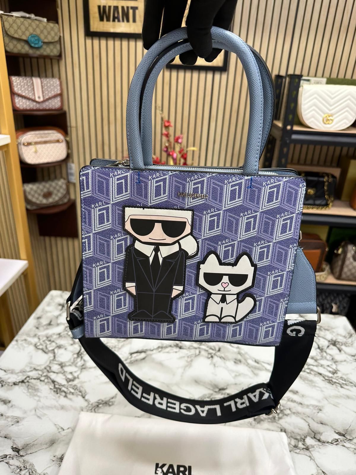 KAL LAGERFLD MAYBELLE LOGO KARL & CAT TOP HANDLE SATCHEL Women BAG