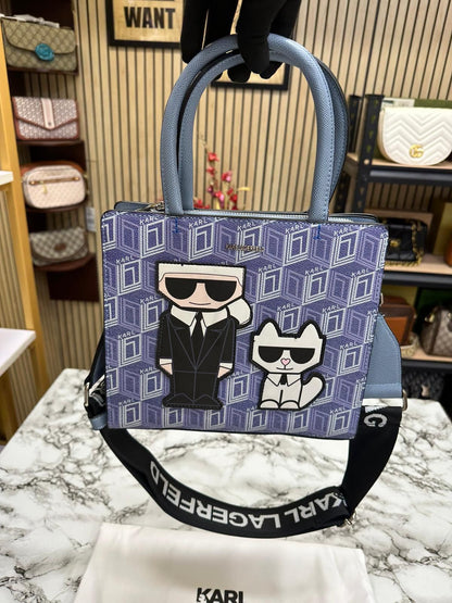 KAL LAGERFLD MAYBELLE LOGO KARL & CAT TOP HANDLE SATCHEL Women BAG