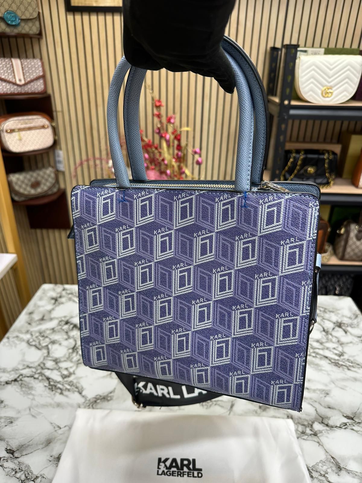 KAL LAGERFLD MAYBELLE LOGO KARL & CAT TOP HANDLE SATCHEL Women BAG