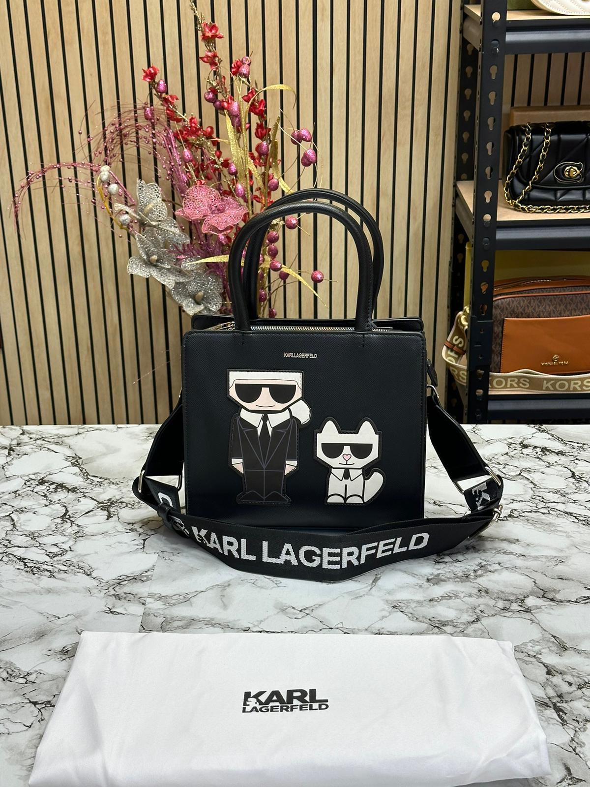 KAL LAGERFLD MAYBELLE LOGO KARL & CAT TOP HANDLE SATCHEL Women BAG