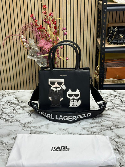 KAL LAGERFLD MAYBELLE LOGO KARL & CAT TOP HANDLE SATCHEL Women BAG