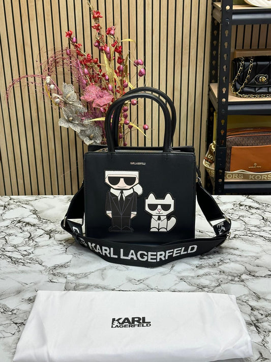 KAL LAGERFLD MAYBELLE LOGO KARL & CAT TOP HANDLE SATCHEL Women BAG