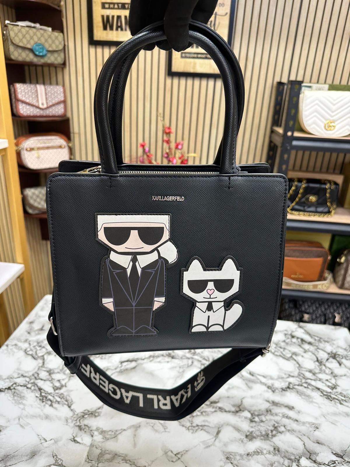 KAL LAGERFLD MAYBELLE LOGO KARL & CAT TOP HANDLE SATCHEL Women BAG