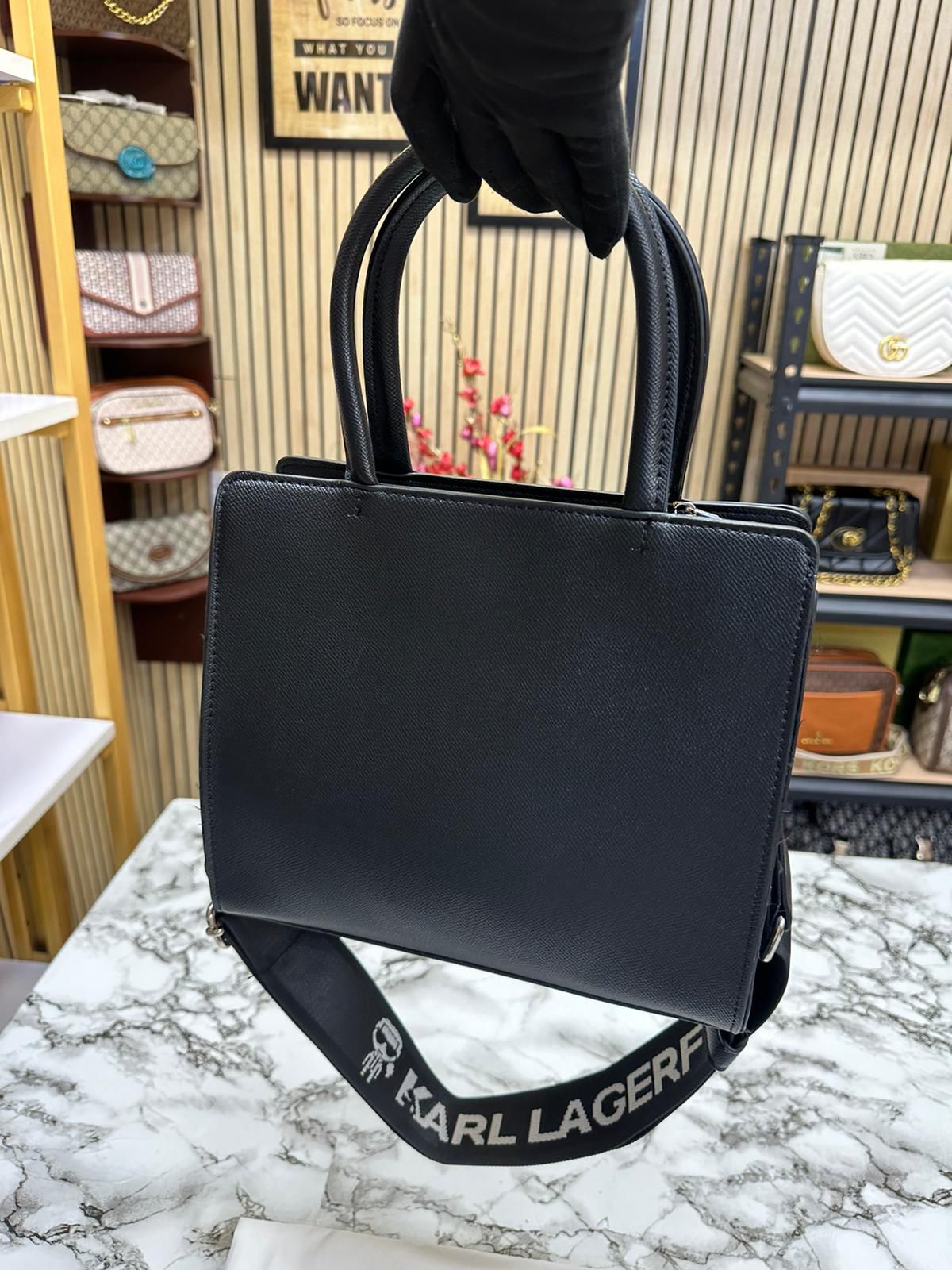 KAL LAGERFLD MAYBELLE LOGO KARL & CAT TOP HANDLE SATCHEL Women BAG