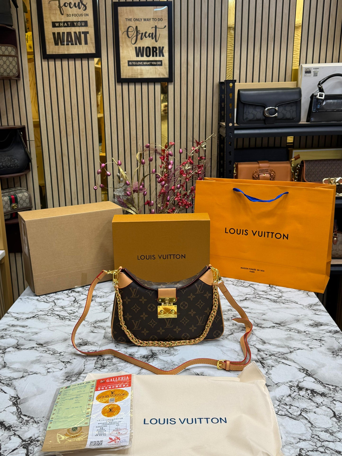 LOUS VUITON TWINNY MONOGRAM PREMIUM BAG  WITH OG DOUBLE BOX AND CARRY Women BAG