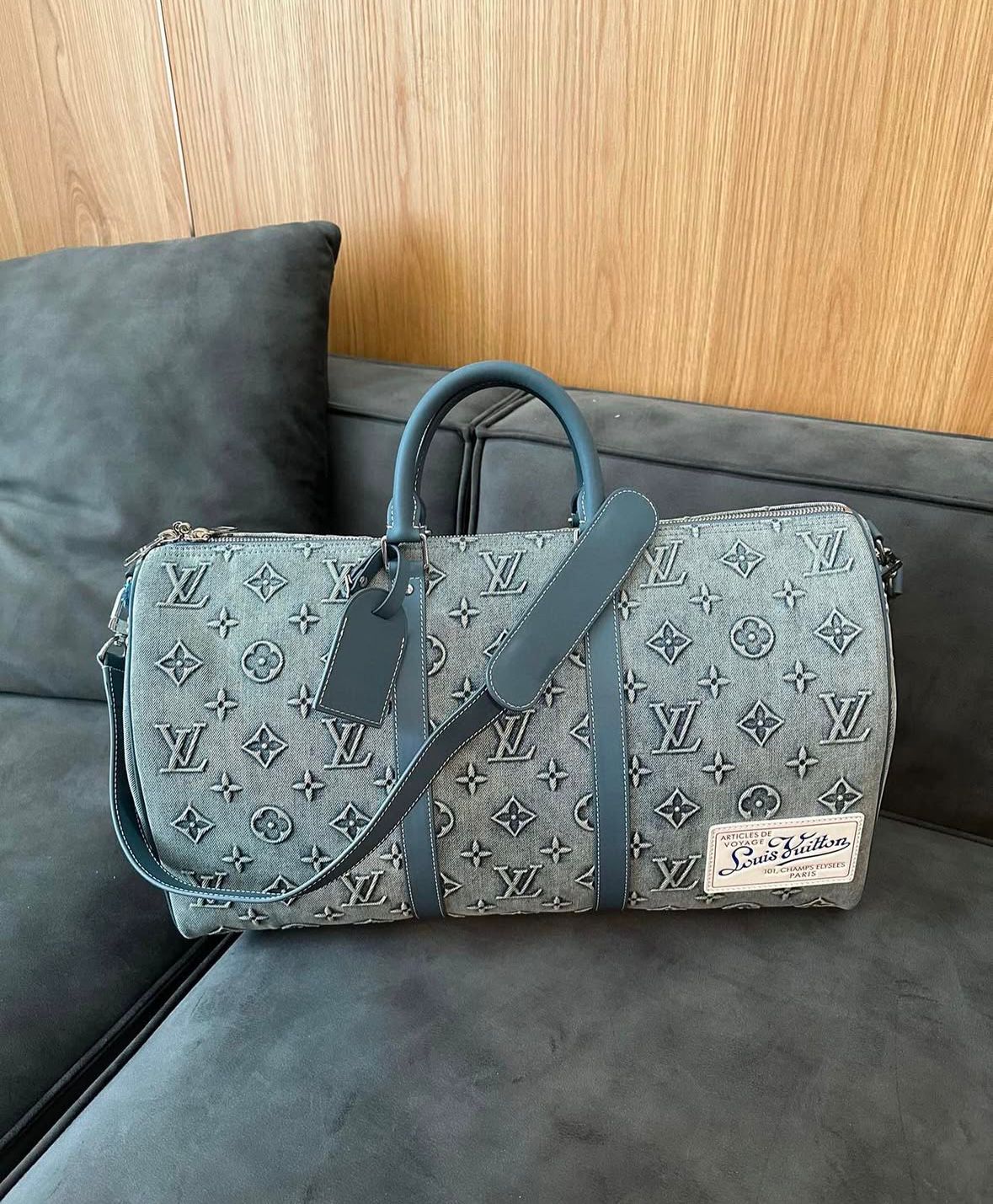 Lous Vuiton Keepall Bandouliere 50 Monogram Washed Denim Coach Canvas Duffle Bag Women Bag