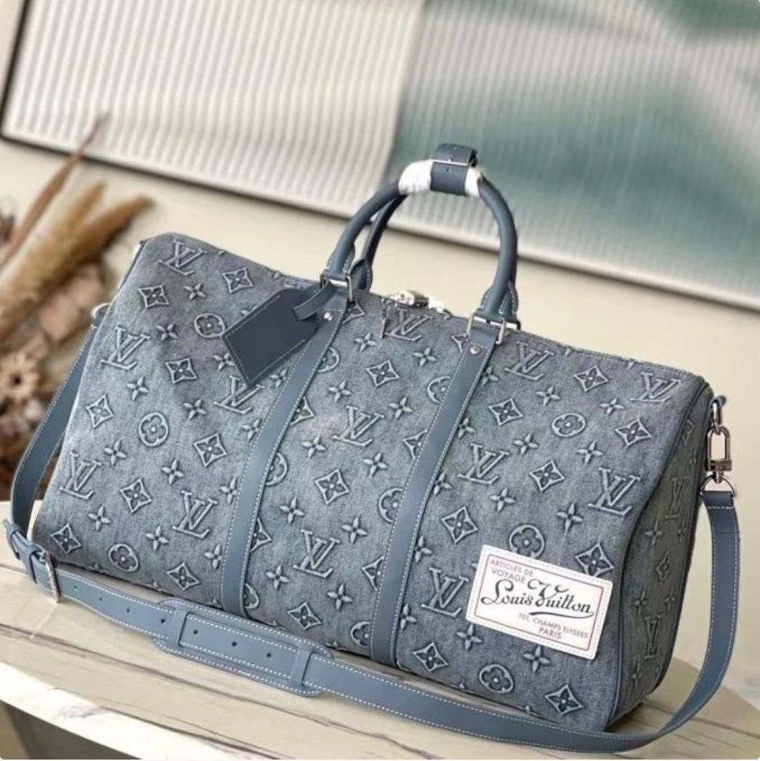 Lous Vuiton Keepall Bandouliere 50 Monogram Washed Denim Coach Canvas Duffle Bag Women Bag