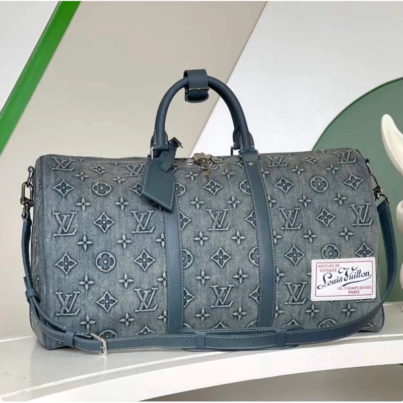 Lous Vuiton Keepall Bandouliere 50 Monogram Washed Denim Coach Canvas Duffle Bag Women Bag