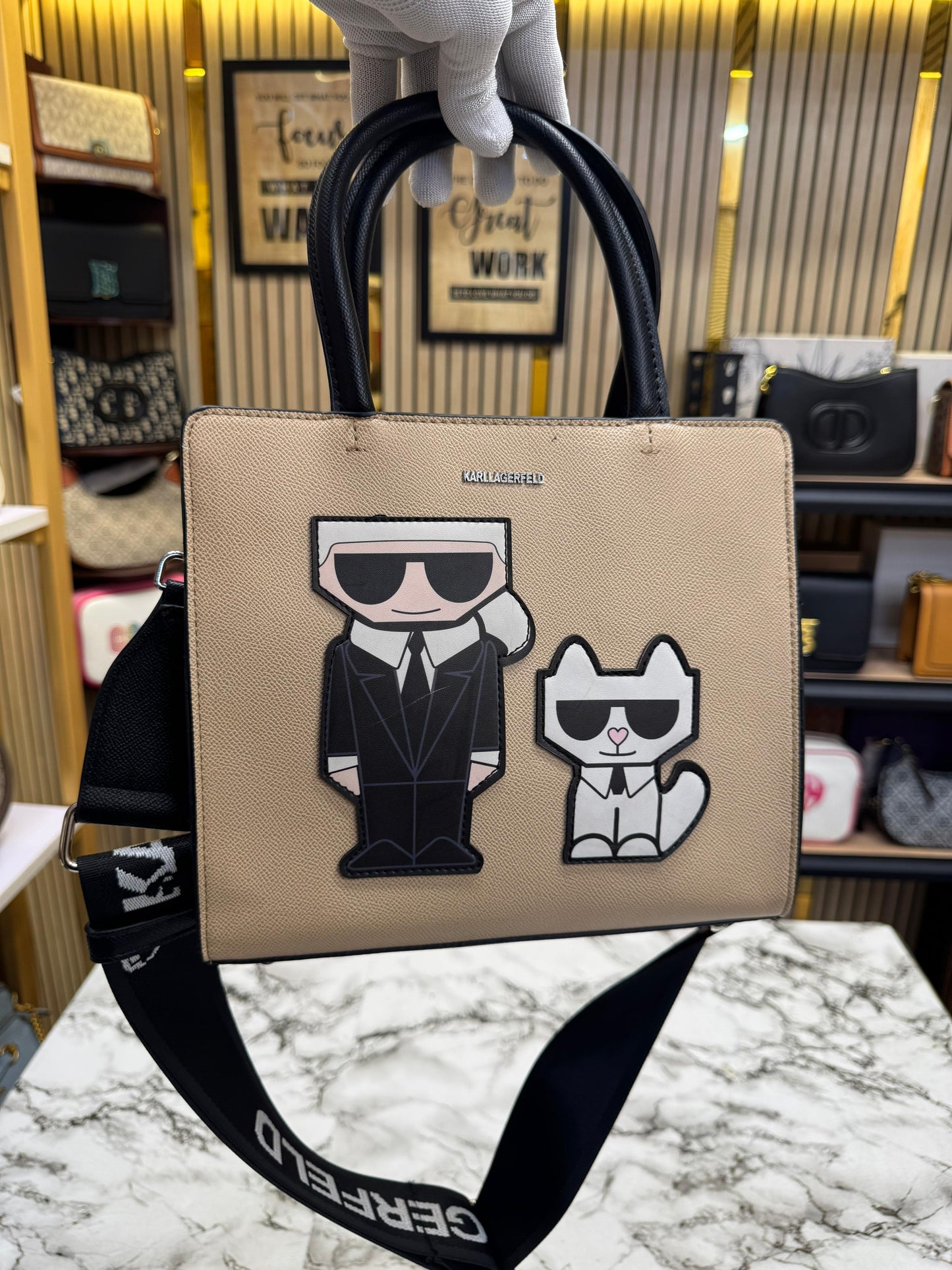 KAL LAGEELD MAYBELLE LOGO KARL CAT TOP HANDLE SATCHEL WOMEN BAG