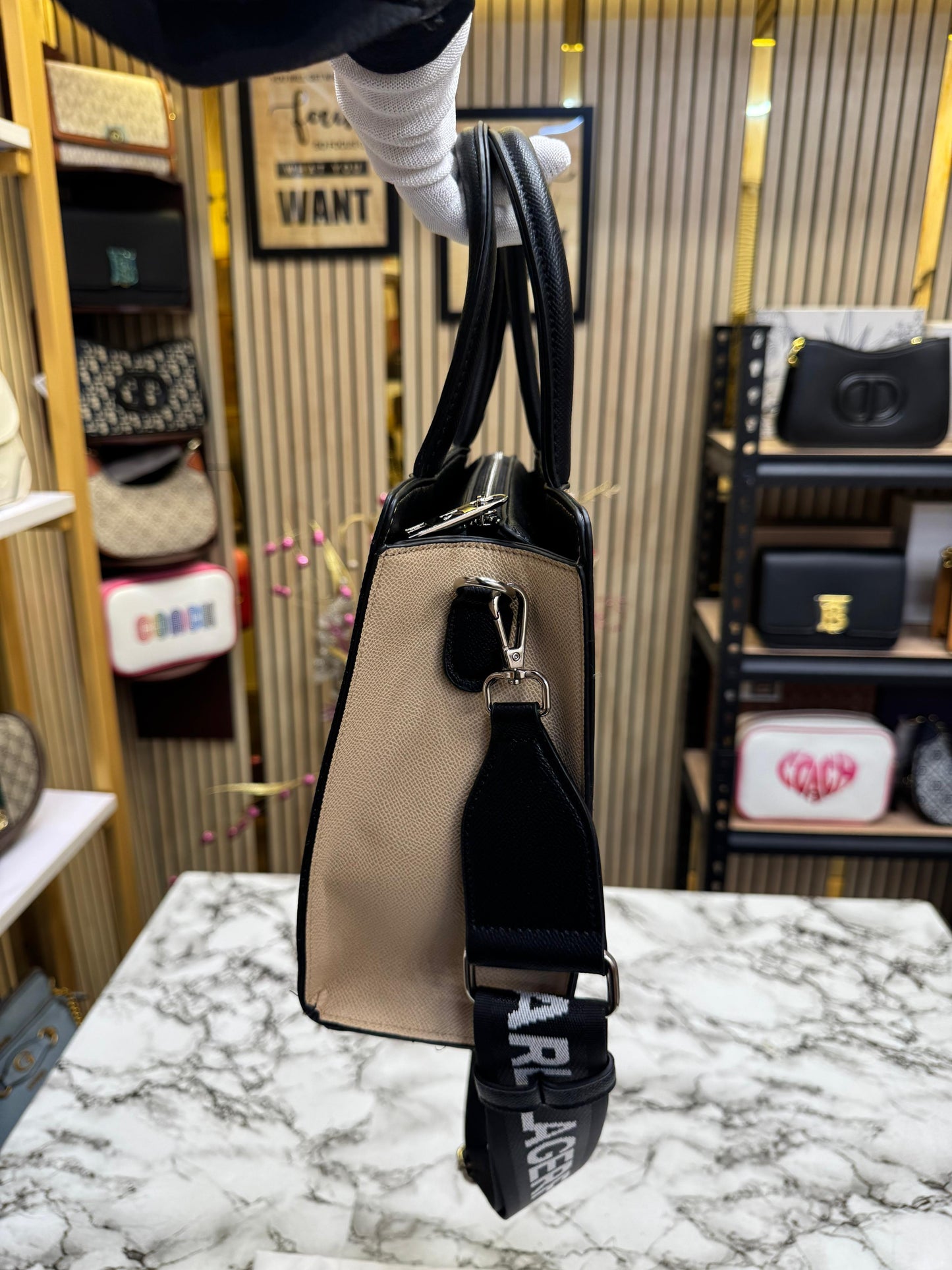 KAL LAGEELD MAYBELLE LOGO KARL CAT TOP HANDLE SATCHEL WOMEN BAG