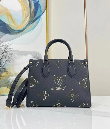 Lois Vuion LV M46733 On The Go Premium Leather Tote Bag With OG Double Magnetic Box & Dust Bag (Black - 647) Women Bag