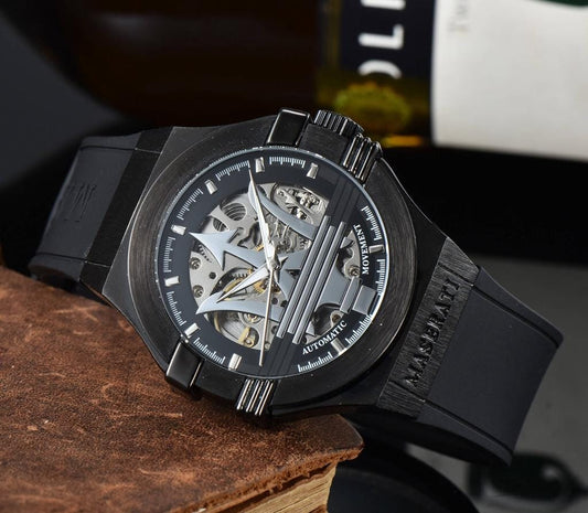 Msrati Automatic Mens Watch "Skeleton" (Black)